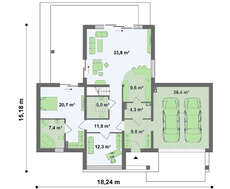 Проект современного коттеджа с двумя спальнями