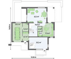 Проект современного коттеджа с дополнительным помещением