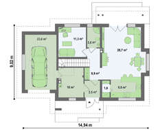 Проект красивого удобного дома с мансардой и гаражом