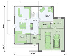 Проект двухэтажного дома с террасой площадью 231 кв.м.