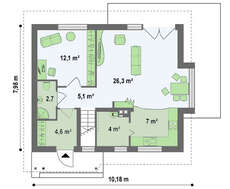 Проект дома площадью 118 кв.м. с эркером в столовой