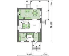 Проект двухэтажного коттеджа с отдельным выходом на просторную террасу