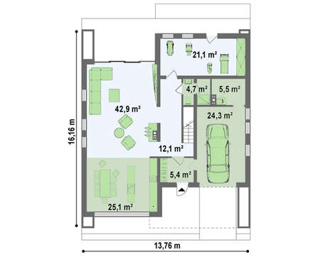 Проект современного двухэтажного дома с гаражом