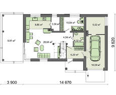Проект стильного светлого красивого двухэтажного дома с гаражом и террасой