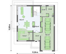 Проект двухэтажного дома площадью 211 кв.м. гаражом для двух авто