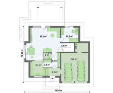 Проект дома с красивыми окнами и гаражом для 2 машин