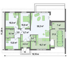 Проект шикарного комфортного одноэтажного особняка с гаражом