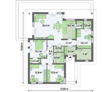Версия проекта 4M174 без гаража с отдельным кабинетом