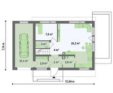 Проект дома с мансардой по типу 4M190 с гаражом на одну машину