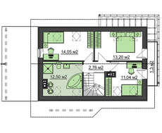 Проект небольшого аккуратного загородного коттеджа с мансардой