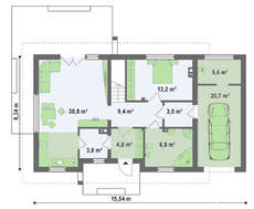 Проект дома с мансардой по типу 4M258 с гаражом на одну машину