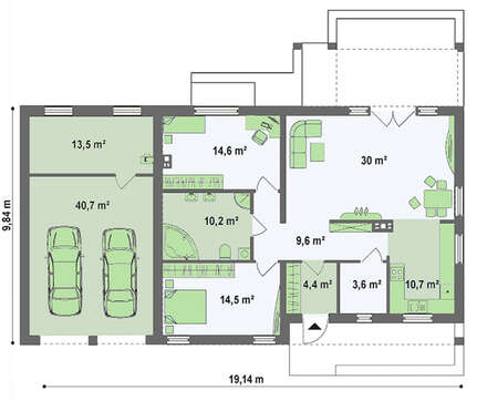 Проект современного дачного дома по типу 4M272 с гаражом