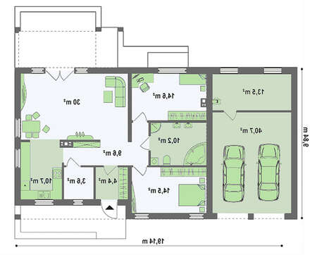 Проект современного дачного дома по типу 4M272 с гаражом