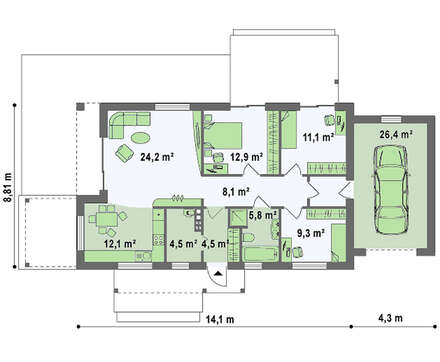 Современный загородный дом с гаражом