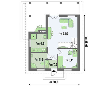 Проект дома с мансардой и внешним камином по типу 4M362