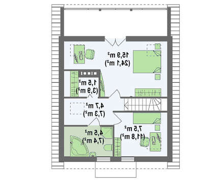 Проект дома с мансардой и внешним камином по типу 4M362