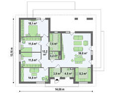 Одноэтажный дом с шикарной террасой