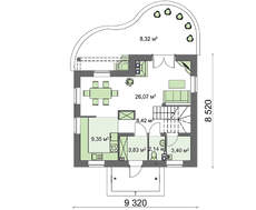 Проект дома с камином на террасе