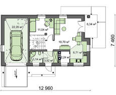 Проект популярного летнего дома 4M480 гаражом пристроенным слева