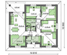 Бюджетный вариант одноэтажного дома 4M470 без гаража
