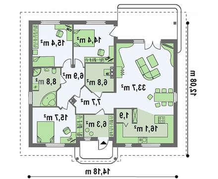 Одноэтажный классический дом по версии 4M512 без гаража