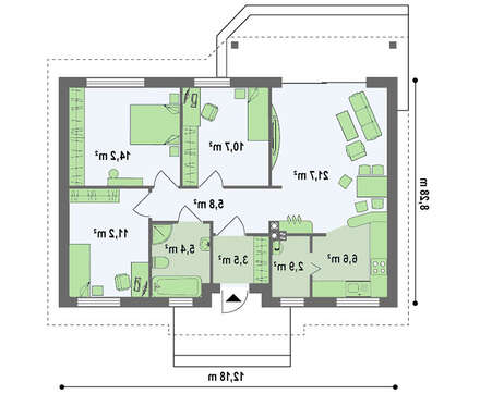 Проект маленького дома площадью 82 кв.м.
