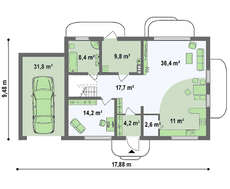 Двухэтажный дом по типу 4M600 с гаражом