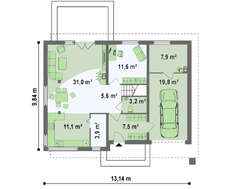 Популярный двухэтажный коттедж по типу 4M636 с кирпичным фасадом
