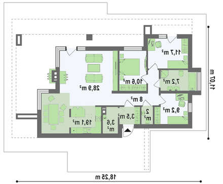 Проект современного комфортного одноэтажного дома
