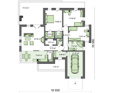 Оригинальный одноэтажный дом в стиле хай тек