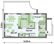 Двухэтажный дом для узкого участка по типу 4M692 без гаража
