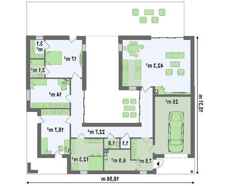 Современный дом с внутренним удобным двориком