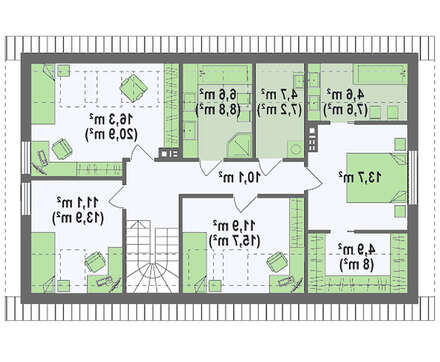 Проект дома с просторной мансардой в европейском стиле