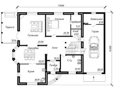 Загородный дом с библиотекой на втором этаже
