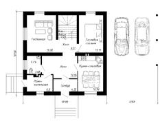 Простой в реализации коттедж с навесом для двух авто