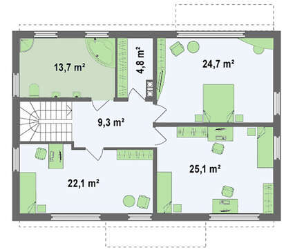 Проект мансардного дома площадью 204 кв.м.