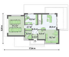 Проект двухэтажного особняка, выполненного в современном стиле