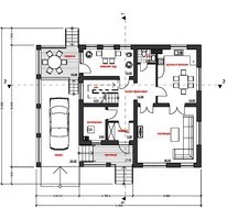 Проект загородного особняка с гаражом и зимним садом