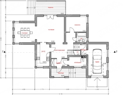 Проект современного дома с гаражом и террасой для 1 авто
