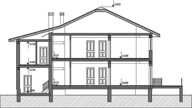 Архитектурный проект загородного особняка с террасой
