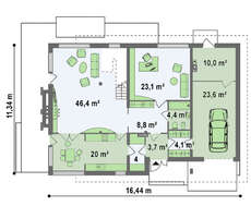 Проект современного стильного коттеджа с плоской крышей