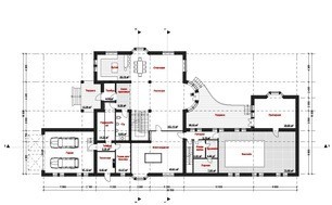 Проект большого двухэтажного дома с бассейном и гаражом для 2х авто