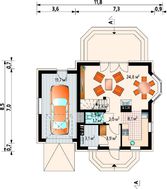 Небольшой загородный коттедж с угловым эркером