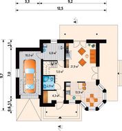 Небольшой домик с двухскатной кровлей