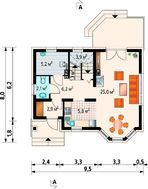 Мансардный коттедж с эркером 8 на 10 м
