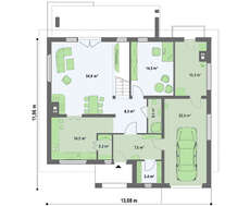 Проект двухэтажного коттеджа с гаражом для одной машины