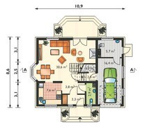 Проект загородного дома с мансардой площадью до 150 m²