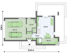 Проект двухэтажного дома  в стиле модерн с большой террасой