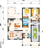Одноэтажный особняк с большой гостиной зоной