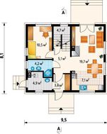 Строение мансардного типа с кухней-студией